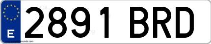 Ejemplo de matrícula española 2891 BRD