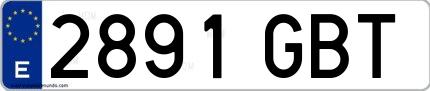 Ejemplo de matrícula española 2891 GBT