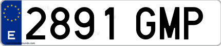 Ejemplo de matrícula de coche ordinaria 2891 GMP