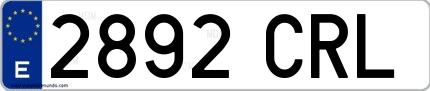 Ejemplo de matrícula española 2892 CRL