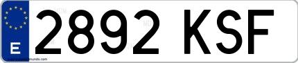 Ejemplo de matrícula española 2892 KSF