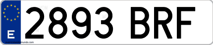 Ejemplo de matrícula de coche ordinaria 2893 BRF