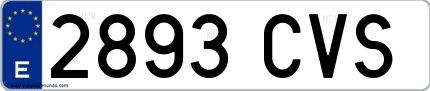 Ejemplo de matrícula española 2893 CVS