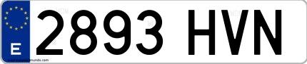 Ejemplo de matrícula española 2893 HVN