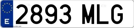 Ejemplo de matrícula española 2893 MLG