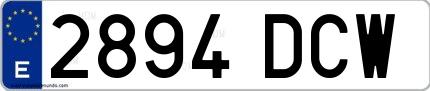 Ejemplo de matrícula española 2894 DCW