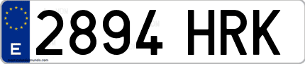 Ejemplo de matrícula de coche ordinaria 2894 HRK