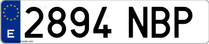 Ejemplo de matrícula de coche ordinaria 2894 NBP
