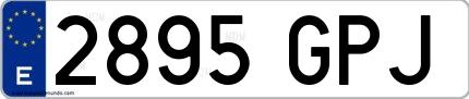 Ejemplo de matrícula española 2895 GPJ