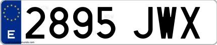 Ejemplo de matrícula española 2895 JWX