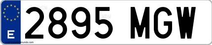 Ejemplo de matrícula española 2895 MGW