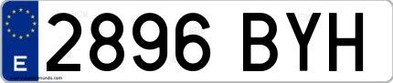 Ejemplo de matrícula española 2896 BYH
