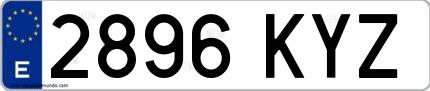 Ejemplo de matrícula española 2896 KYZ