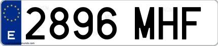 Ejemplo de matrícula española 2896 MHF