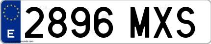 Ejemplo de matrícula española 2896 MXS