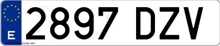Ejemplo de matrícula española 2897 DZV