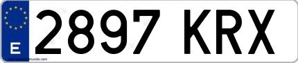 Ejemplo de matrícula española 2897 KRX