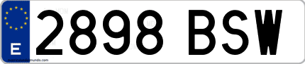 Ejemplo de matrícula de coche ordinaria 2898 BSW