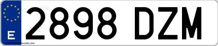 Ejemplo de matrícula española 2898 DZM