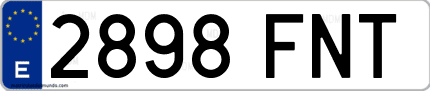 Ejemplo de matrícula de coche ordinaria 2898 FNT