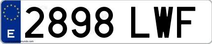 Ejemplo de matrícula española 2898 LWF