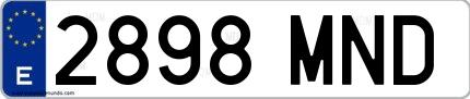 Ejemplo de matrícula española 2898 MND