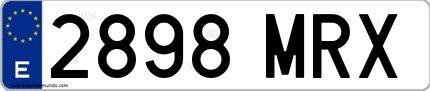 Ejemplo de matrícula española 2898 MRX