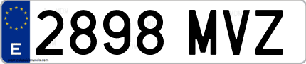 Ejemplo de matrícula de coche ordinaria 2898 MVZ