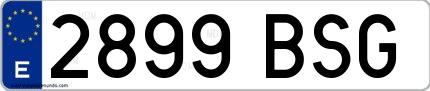 Ejemplo de matrícula española 2899 BSG