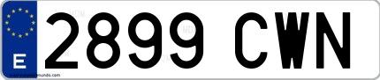 Ejemplo de matrícula española 2899 CWN