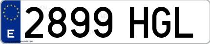 Ejemplo de matrícula española 2899 HGL