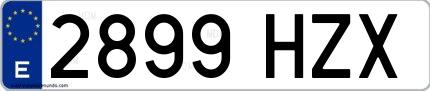 Ejemplo de matrícula española 2899 HZX