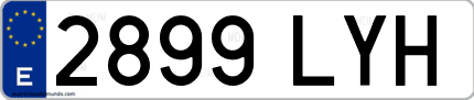 Ejemplo de matrícula de coche ordinaria 2899 LYH