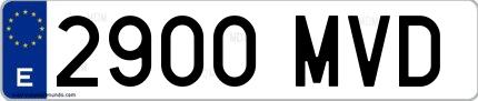 Ejemplo de matrícula española 2900 MVD