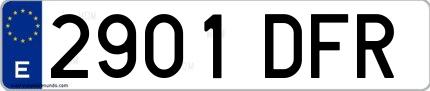 Ejemplo de matrícula española 2901 DFR