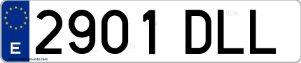 Ejemplo de matrícula de coche ordinaria 2901 DLL