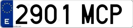 Ejemplo de matrícula española 2901 MCP