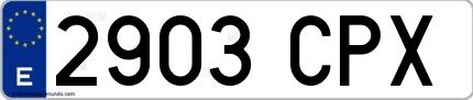 Ejemplo de matrícula española 2903 CPX