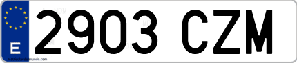 Ejemplo de matrícula de coche ordinaria 2903 CZM