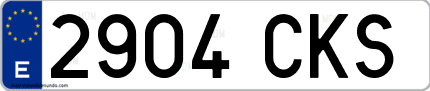 Ejemplo de matrícula de coche ordinaria 2904 CKS