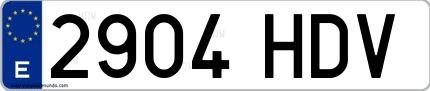 Ejemplo de matrícula española 2904 HDV
