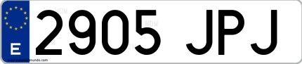 Ejemplo de matrícula española 2905 JPJ