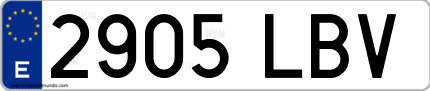Ejemplo de matrícula de coche ordinaria 2905 LBV