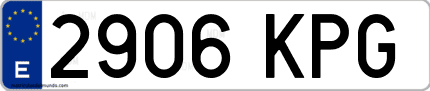 Ejemplo de matrícula de coche ordinaria 2906 KPG