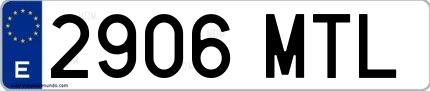Ejemplo de matrícula española 2906 MTL