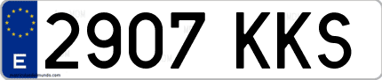 Ejemplo de matrícula de coche ordinaria 2907 KKS