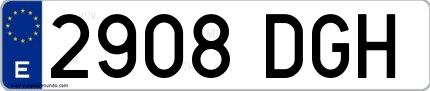 Ejemplo de matrícula española 2908 DGH