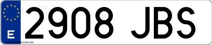 Ejemplo de matrícula española 2908 JBS