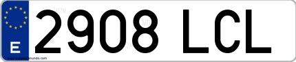 Ejemplo de matrícula española 2908 LCL