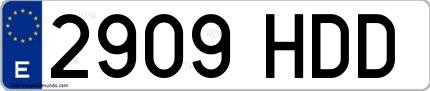 Ejemplo de matrícula española 2909 HDD